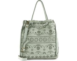 CATERINA LUCCHI Leren Schoudertas Shopper Matera Shopping Bag Tortora Grijs