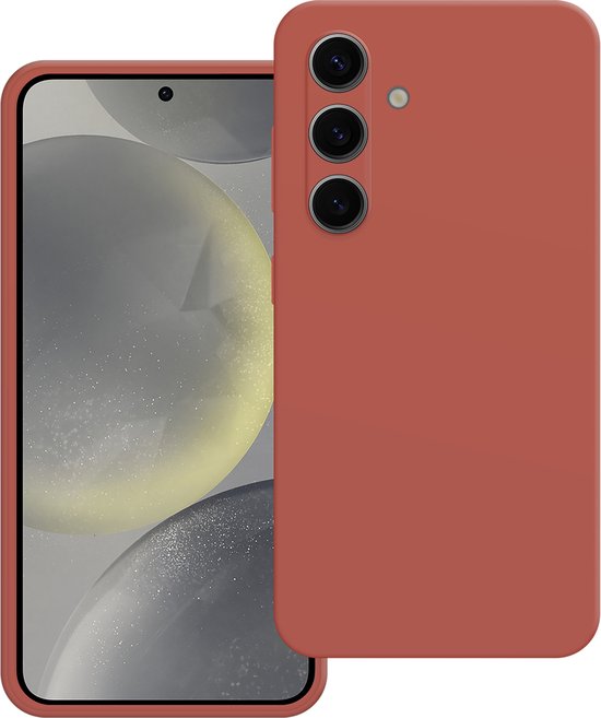 Rood TPU hoesje naast een Samsung Galaxy S24 met drievoudige camera.