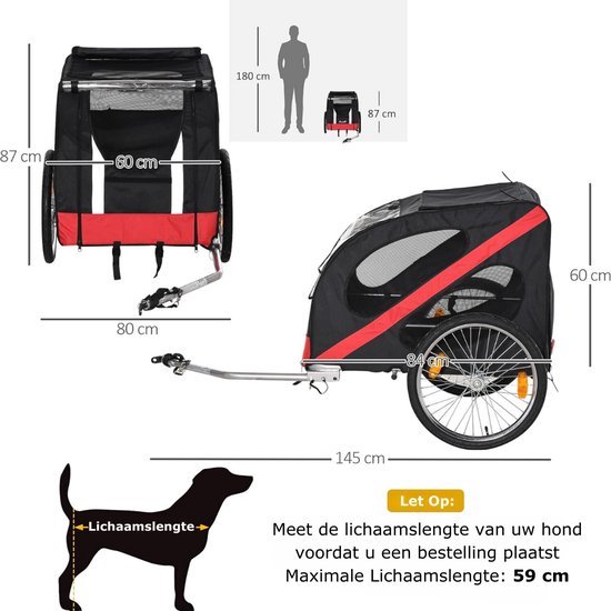 Remorque de vélo pour chien pliable XL - Remorque de vélo pour chien 40 kg résistante aux intempéries - Remorque de vélo pour chien pliable pour vélo électrique et Vélo normaux