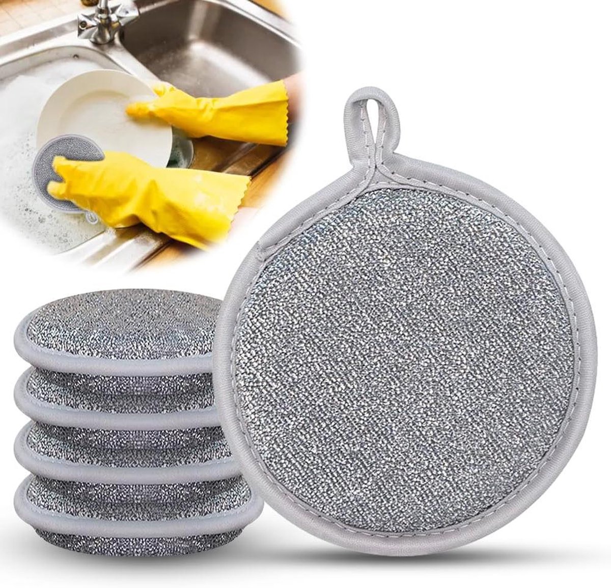 Goedkoopste Multifunctionele draadpoetsdoeken - 5 stuks voor nat en droog gebruik herbruikbaar - geschikt voor bestek, potten en pannen