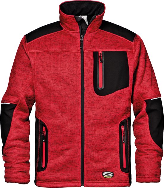 Sweat-shirt SIR SAFETY FIGHTER pour homme, rouge mélangé - 100 % polyester - Coupe-vent - Fermetures éclair anti-enchevêtrement - Col en polaire douce