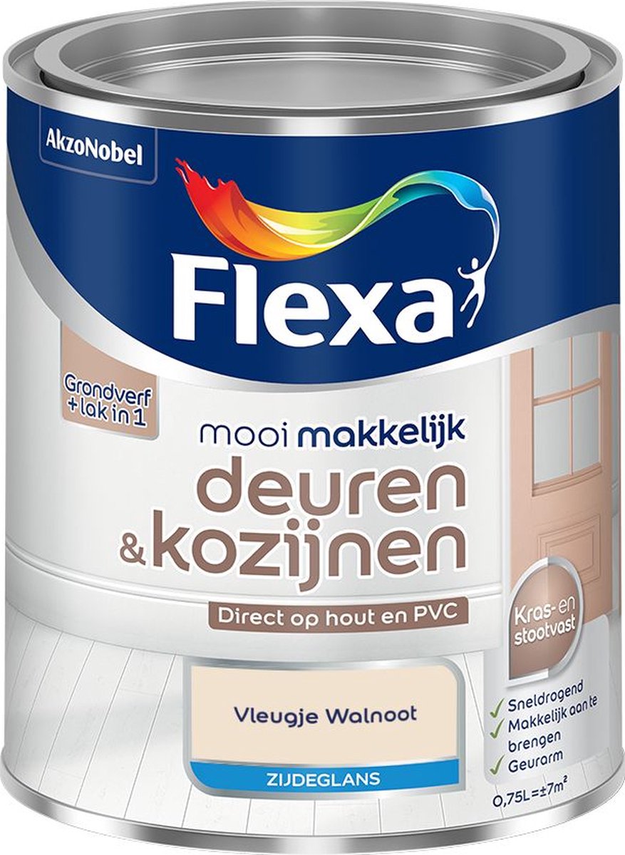 Flexa - Mooi Makkelijk Deuren & Kozijnen Zijdeglans - Vleugje Walnoot - Mengverf - 0.75 L