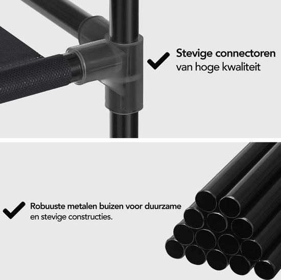 Brixy Kledingkast - Garderobekast - XXL - Kleerkast Opvouwbaar - 175 x 170 x 45cm - Campingkast - Stoffen Vouwkast - Zwart
