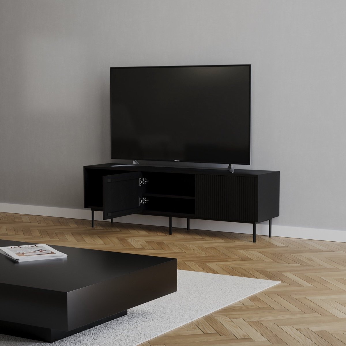 Bronx71 Tv-meubel Ray zwart eiken 150 cm