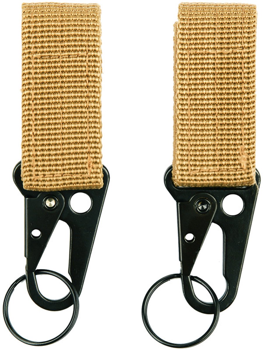 101inc Molle snap hook with keyring 2-pack coyote
