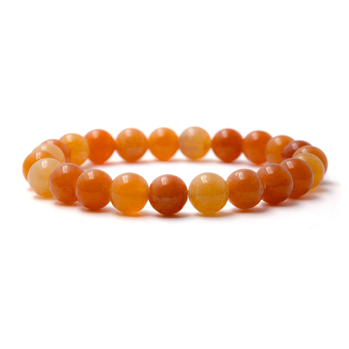 Bixorp Gems Oranje Aventurijn Edelstenen Armband - Gepolijste Edelsteen Kralenarmband - 20cm