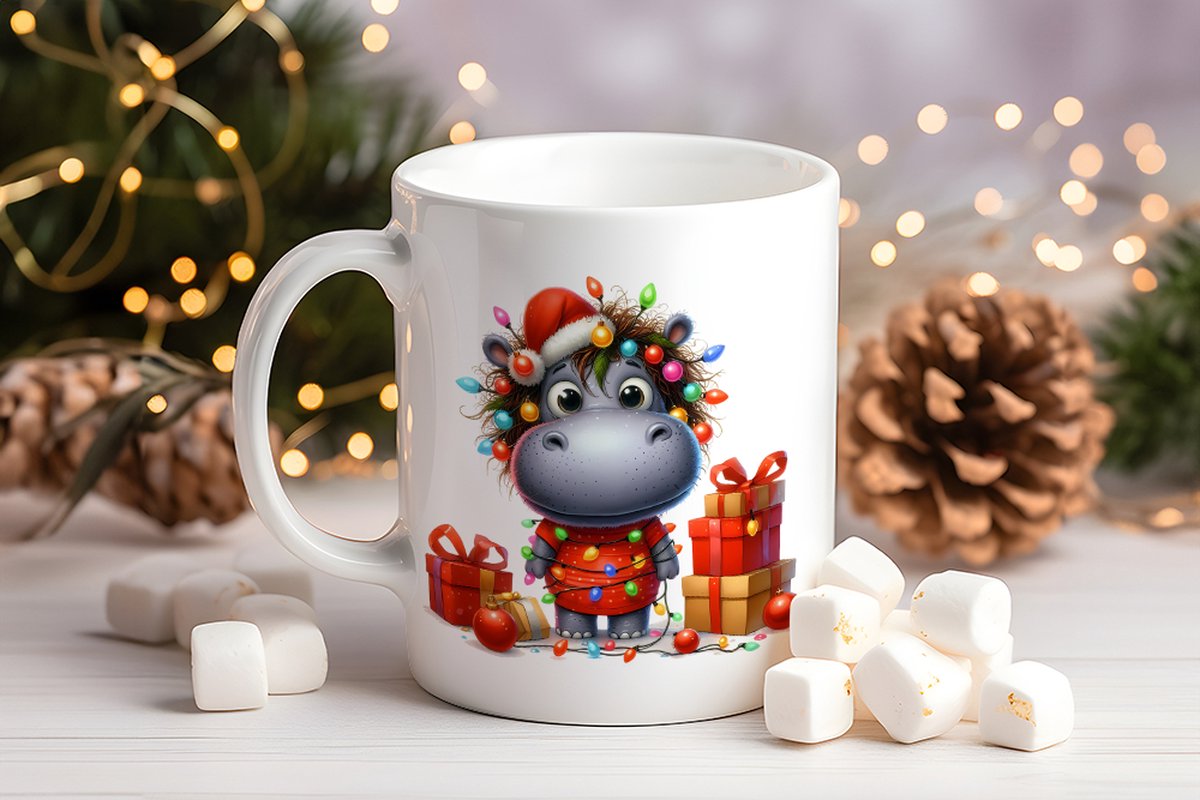 Kerst Mok - Jolly nijlpaard - 330 ml