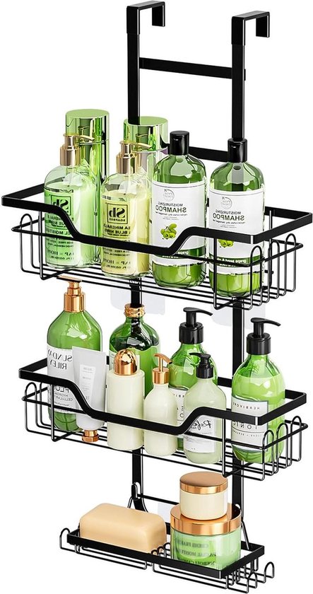 Douche-organizer Met Twee Manden Voor Over De Deur - Zonder Boren Monteren Metaal Chroom