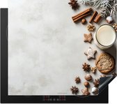 KitchenYeah® Inductie beschermer 60x52 cm - Winter - Kerst - Specerijen - Wit - Kookplaataccessoires - Afdekplaat voor kookplaat - Inductiebeschermer - Inductiemat - Inductieplaat mat - Keuken decoratie