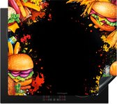 KitchenYeah® Protection plaque induction 60x52 cm - Nourriture - Colorée - Abstraite - Hamburgers - Protege plaque de cuisson - Couvre plaque induction - Protecteur d'induction - Cuisine