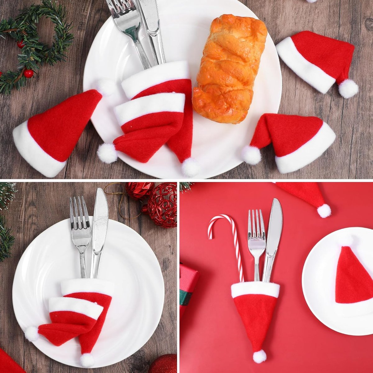 SAFIGLE 100pièces Chapeaux De Noël Miniature Accessoires De Décoration