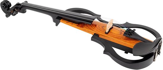 Leonardo EV-40-NT violon électrique au design moderne, préamplificateur, avec archet, étui, écouteurs, épaulière, naturel