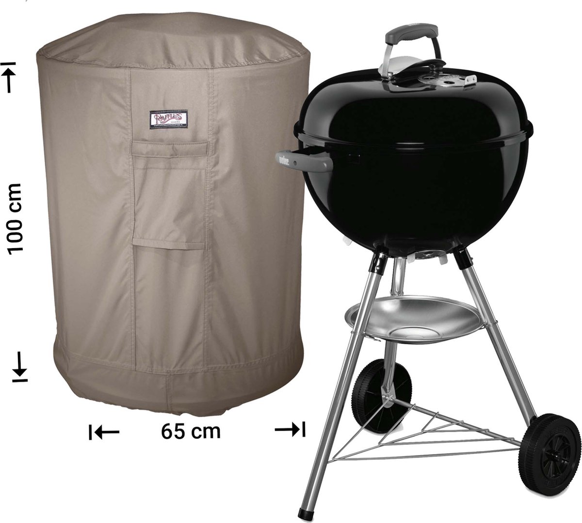 Raffles Covers BBQ hoes - ⌀ 65 H: 100 cm - RBBQ65Rhigh - Waterdicht - Ademend - UV-bestendig - Elastisch rijgkoord - Beschermhoes tuinmeubelen