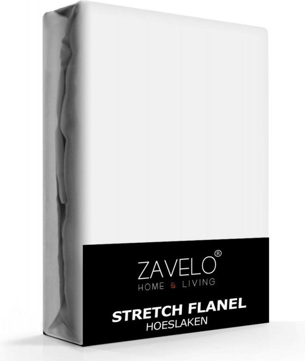 Zavelo Deluxe Stretch Flanel Hoeslaken Lichtgrijs - Lits-jumeaux (180x200 cm) - Heerlijk Warm en Zacht - Perfecte Pasvorm - Hoogwaardige Kwaliteit