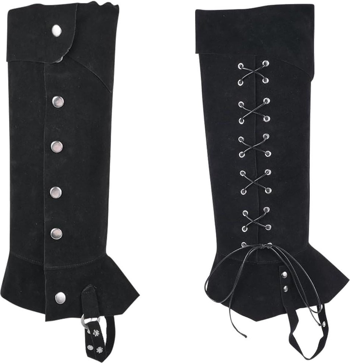 Piraten Boot Covers- Middeleeuwse Beenbeschermers Gaiters- Vintage Renaissance Laarzen- Zwart Faux Lederen Verstelbare Boot Tops Schoen Cover- Halloween Ridder Cosplay 2 STKS Need Content in