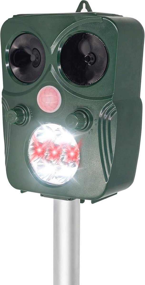 Ultrasoon Dierlijke Afweermiddel met Zonne-energie en LED Strobe Lights - Beweging Geactiveerd