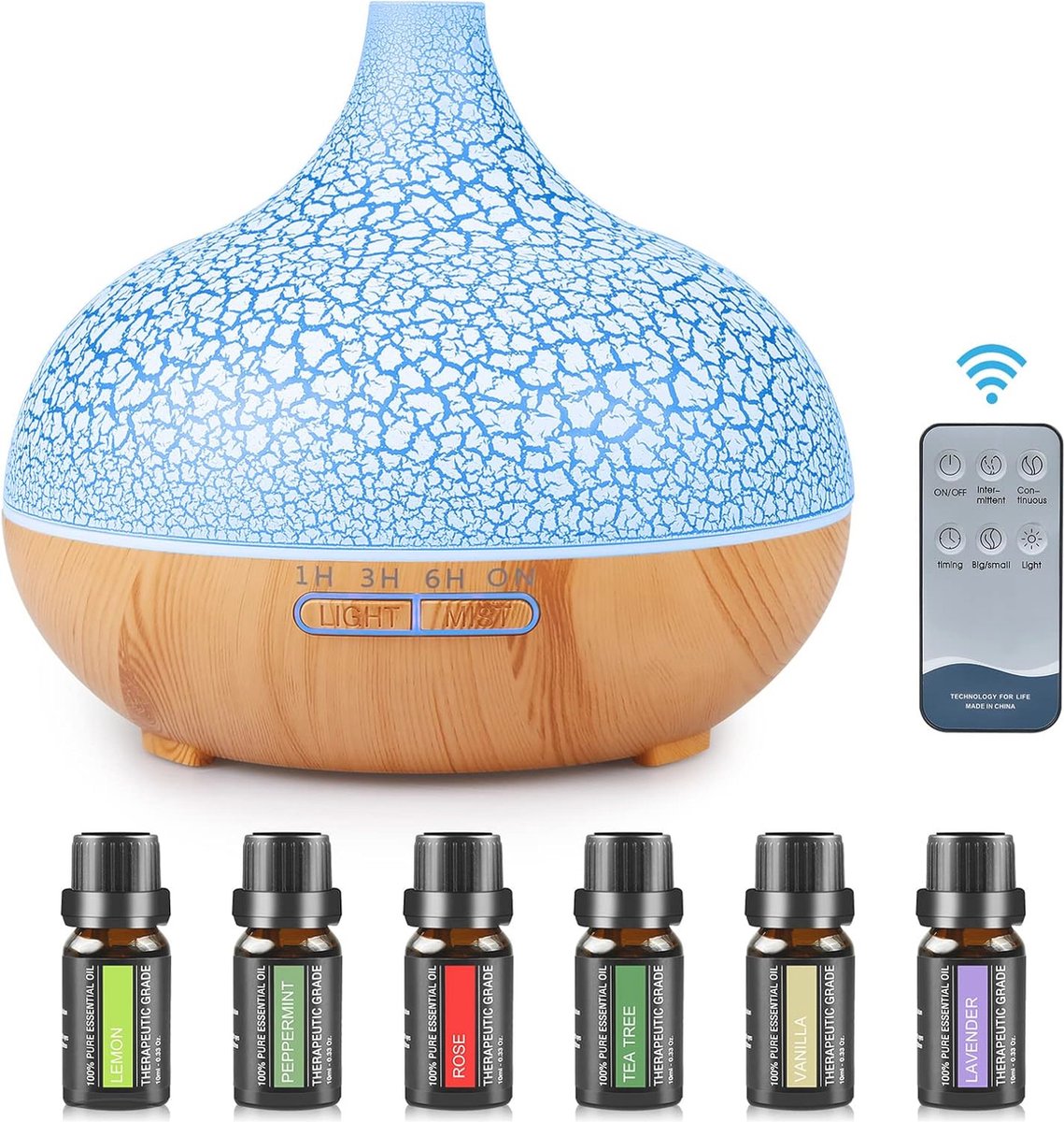 Ultrasone Aroma Diffuser 550 ml met Afstandsbediening en LED Verlichting voor Slaapkamer en Kantoor