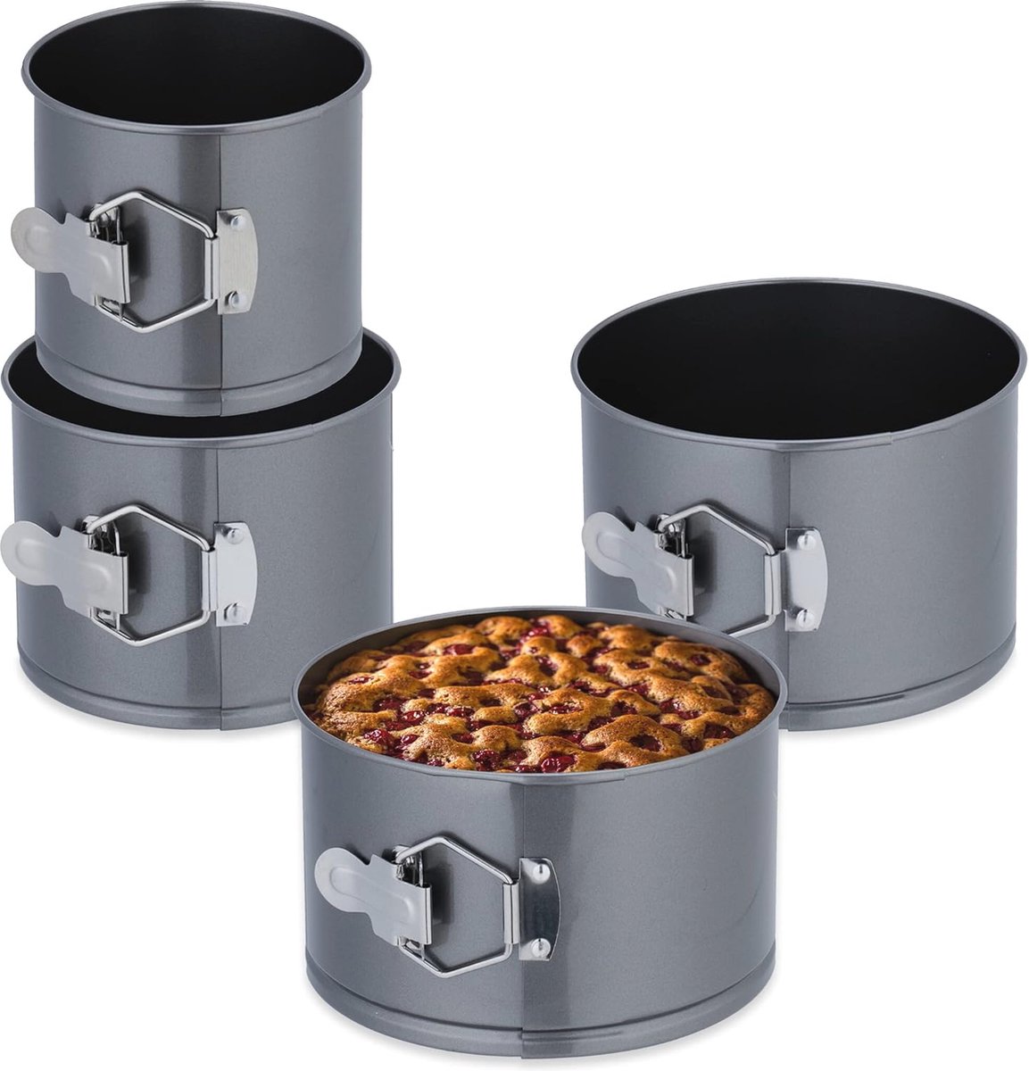 Set van 4 Ronde Springvormen - Ø 12, 14, 16, 18 cm - Antiaanbaklaag en Hittebestendig Staal