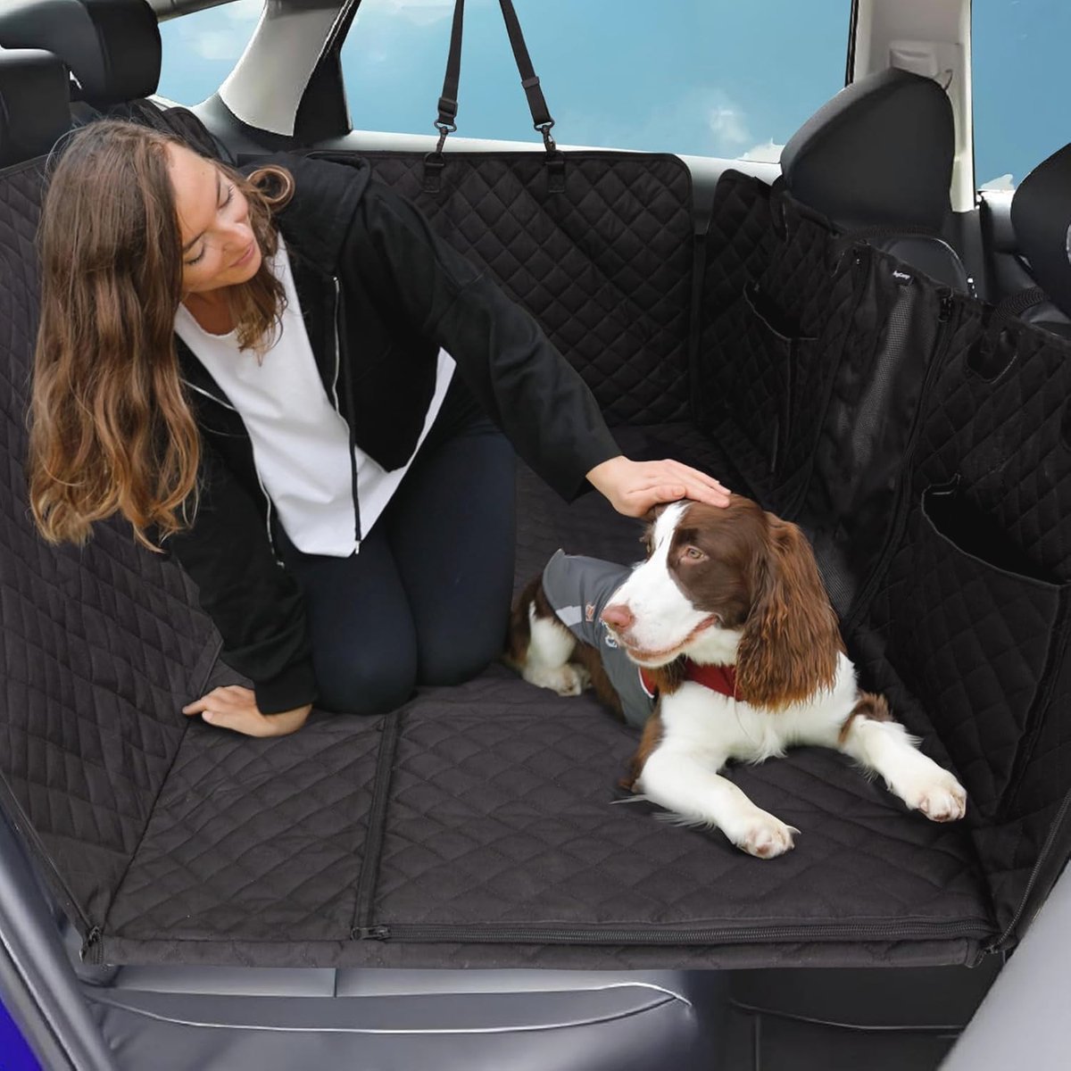 Achterbankverlenging voor honden - Antislip Hondenautostoelhoes met Harde Bodem - Opvouwbaar en Machinewasbaar - Hondenhangmat en Autostoelbeschermer