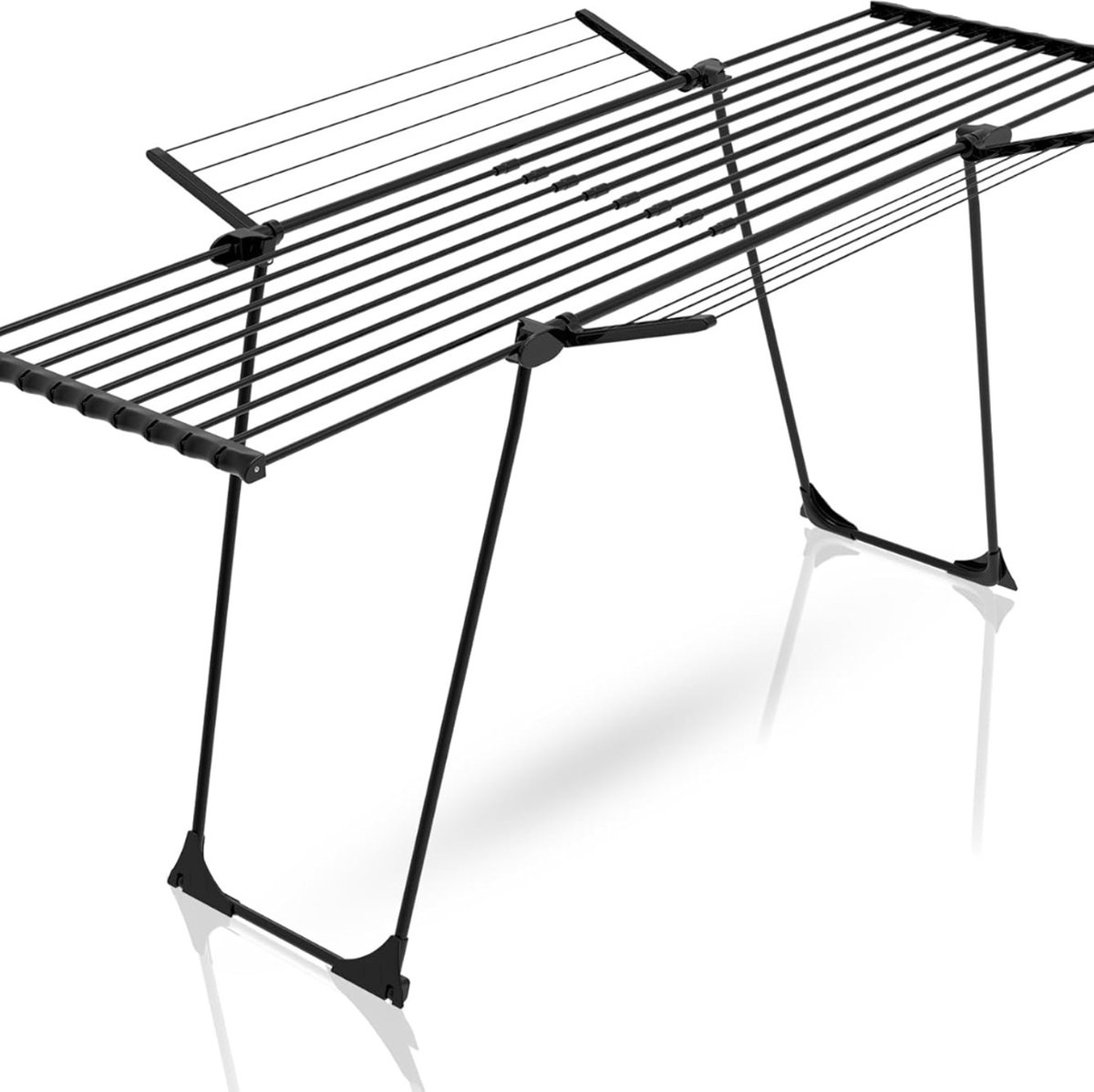 Goedkoopste White-Label® Wasrek Inklapbaar op Wieltjes - Droogmolen - Droogtoren Staand - Zwart