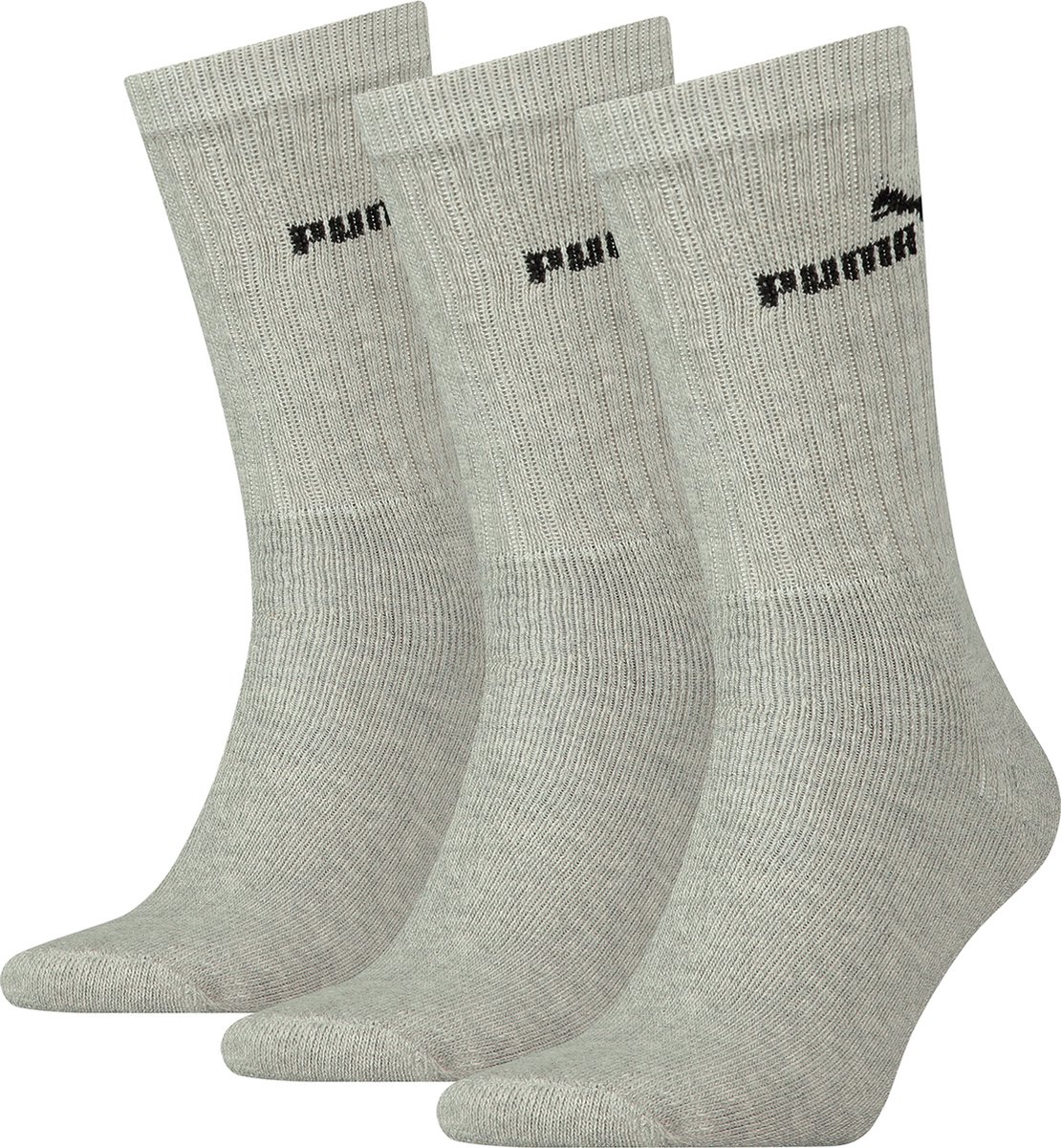 Puma sportsokken tennissokken crew tennissokken unisex voor heren en dames 3 paar Grijs