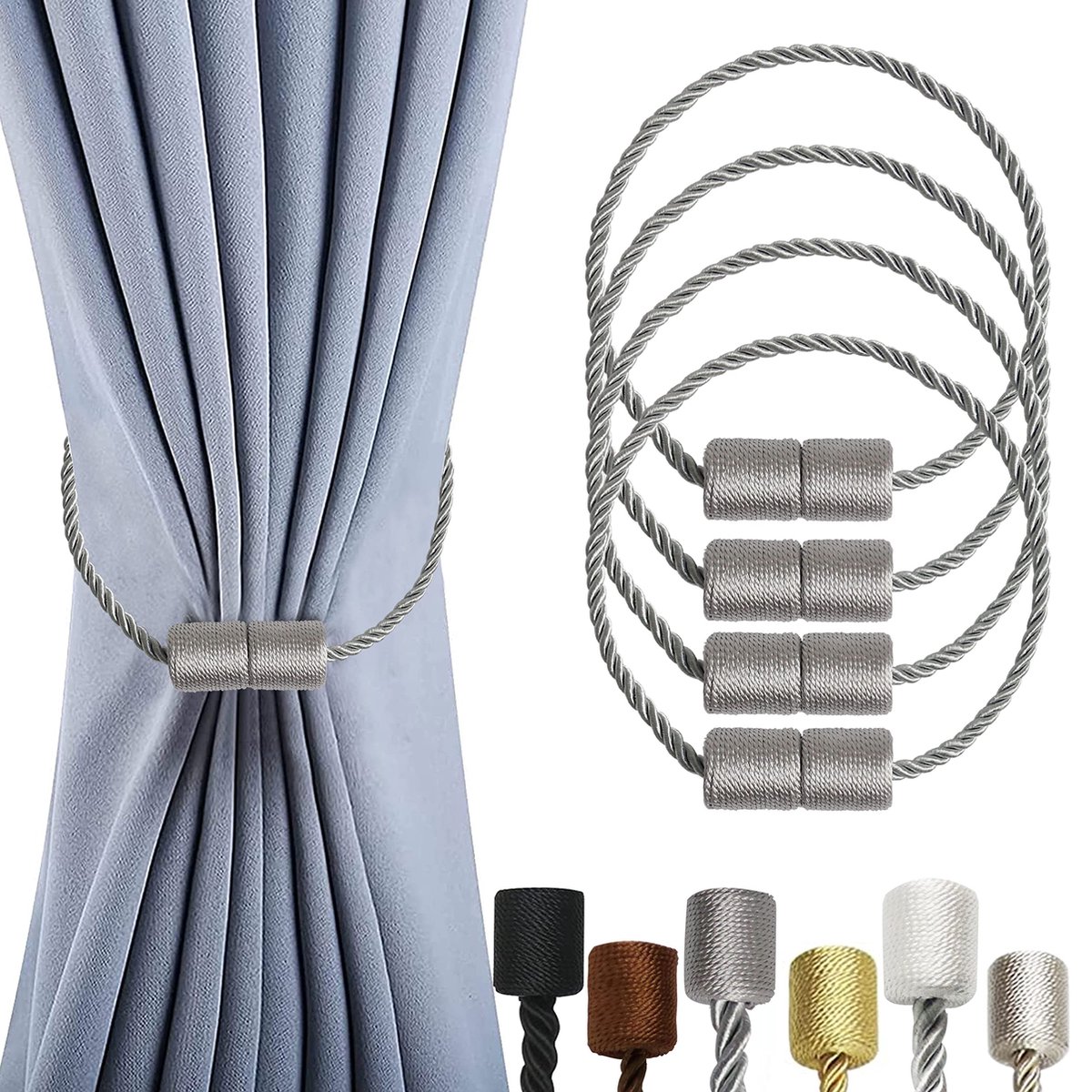 La'Moussawi ® Gordijnbinders met Sterke Magneten en Decoratief Gevlochten Touw voor Elegante Raamdecoratie