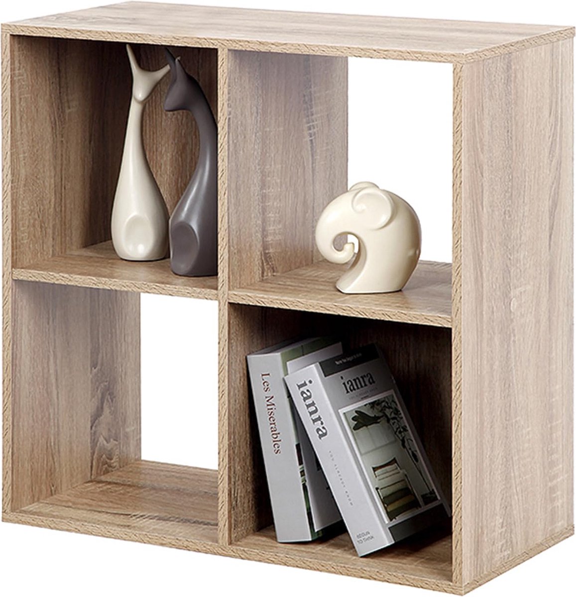 La'Moussawi ® Multifunctioneel Houten Opbergrek met Vier Kubussen voor Woonkamer of Kantoor