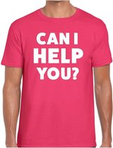 Can i help you beurs/evenementen t-shirt roze heren XL