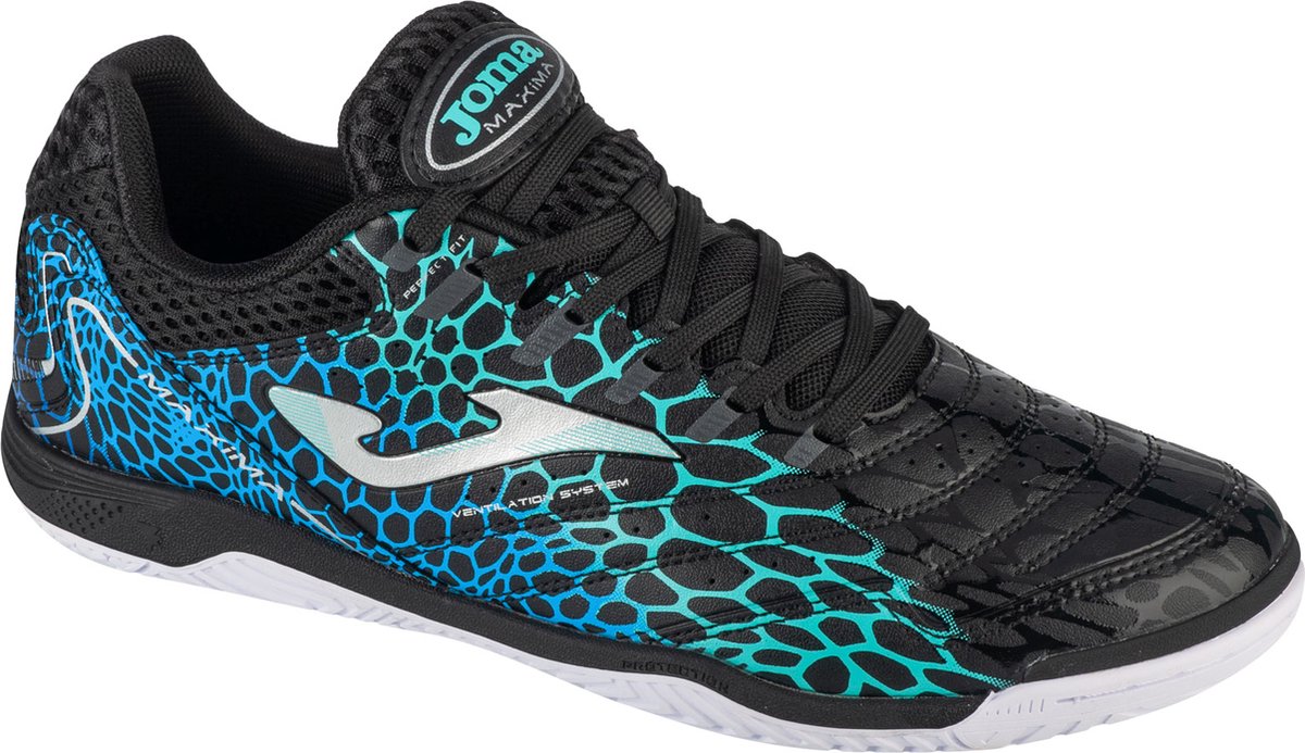 Zwarte Joma Maxima 2531 IN indoorschoenen voor mannen, maat 43, met synthetisch leder en kleurrijk patroon.