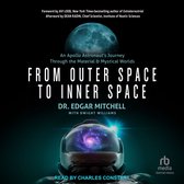 Boekcover met astronautenhelm met melkwegweergave, titel 'FROM OUTER SPACE TO INNER SPACE' en een maan.