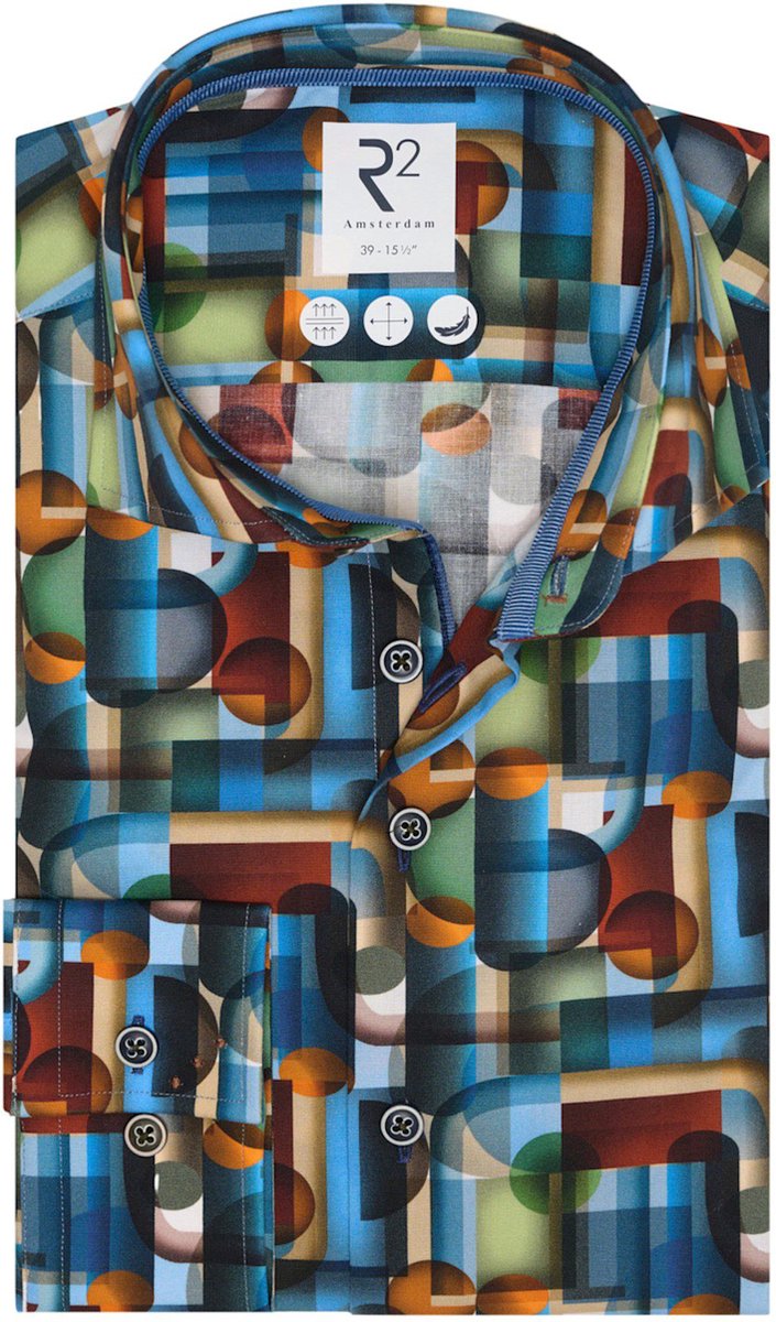 R2 Overhemd Sofa Print Multicolour - Maat 40 - Heren - Overhemden Casual