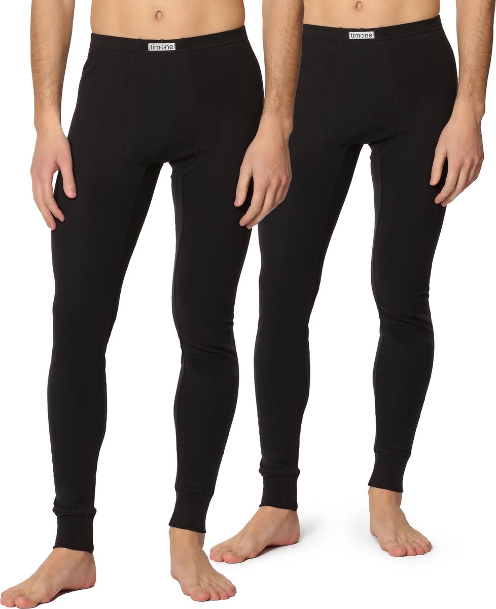 Timone Heren Thermobroek - Sport - Sporbroek - Lang - Katoen - TI-TI30-127 - 2-pack Zwart/Zwart - XXXL