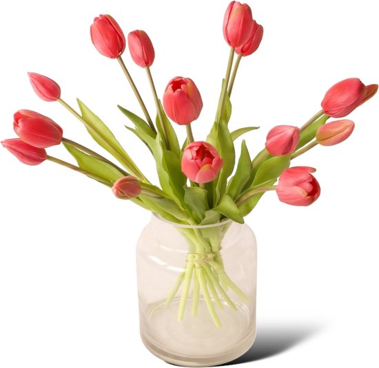 WinQ - Kunsttulpen In Fuchsia 15st-kunstbloemen-tulpen-incl. vaas
