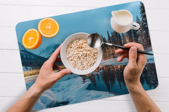 Sets de table - 6 pièces - 45x30 cm - Set de table en plastique - Paysage d'hiver - Nature - Maison - Montagnes - Neige - Dessous de plat - Décoration de table - Accessoires de décoration de table de cuisine