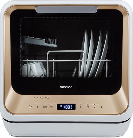 Medion Minivaatwasmachine DWT20 (MD37763) - voor 2 couverts - 6 reinigingsprogramma's - starttijdvoorkeuze