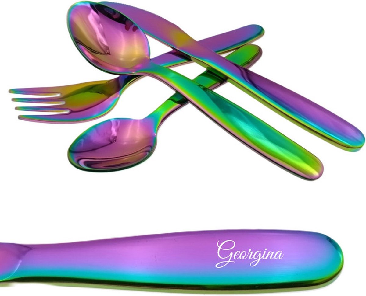 Goedkoopste Kinderbestek Met Naam Gravering - Georgina - Olie