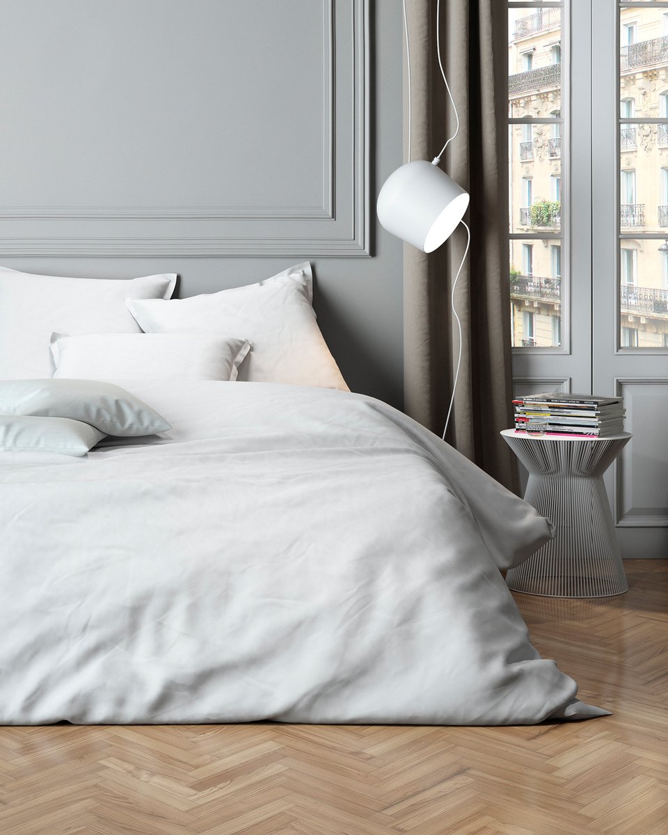 Mistral Home DEKBEDOVERTREK - katoensatijn - 140 x 200 cm + 65 x 65 cm - eenpersoons - effen kleur - wit