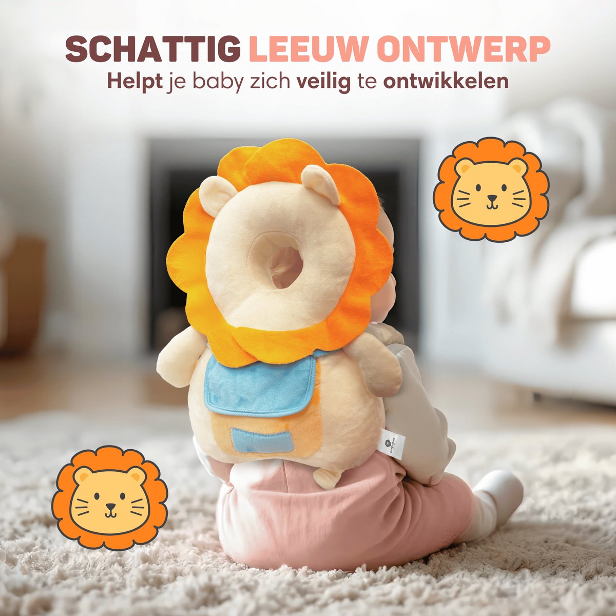 Vulpes Goods® BabyCare Baby Hoofdbeschermer – Leeuwtje - Afbeelding 8