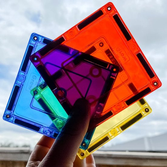 Learn & Grow - Magnetische Tegels - Kleine Vierkantjes Pakket - 36 Stuks - Magnetische Bouwstenen - Bouwpakket