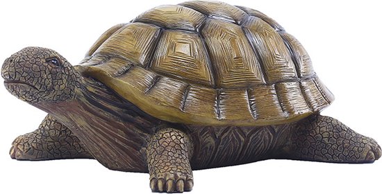 Tortue réaliste en résine marron, à la carapace détaillée, sur fond blanc.