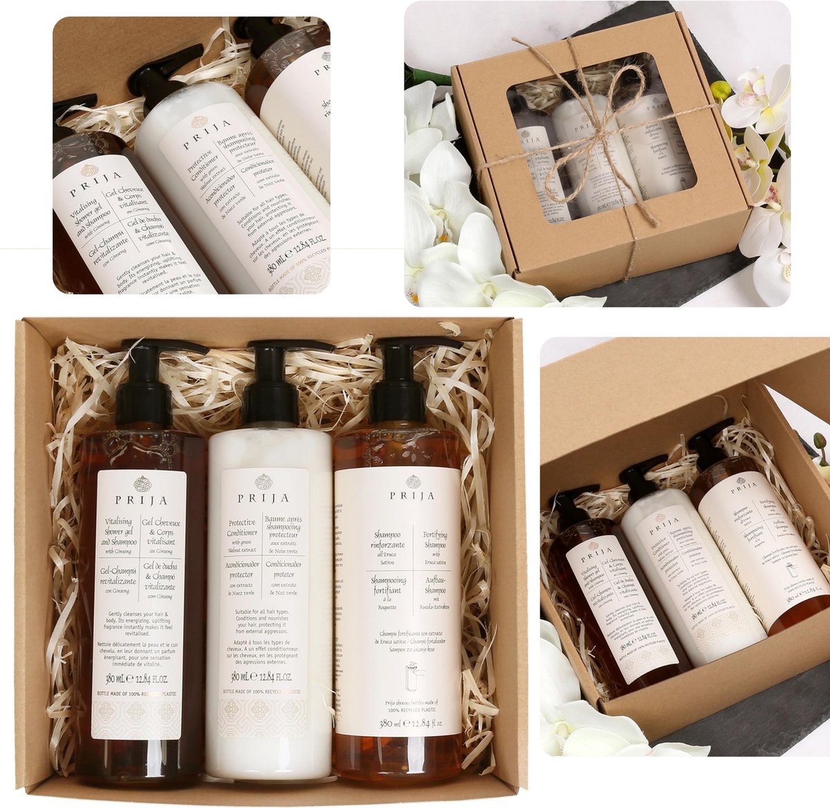 PRIJA Cosmetica set: douchegel, haarconditioner, haarshampoo 3x380ml