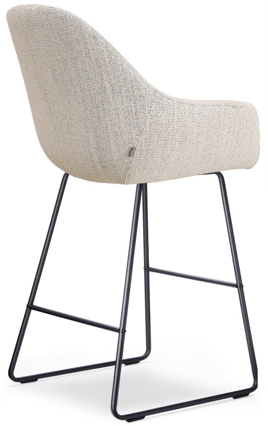 Nolon Nino-Mae Tabouret de Bar Beige Mixte - Piètement Zwart - 75 cm - Tabouret Haut - Tabouret de Bar avec Dossier - Design - Scandinave - Confortable