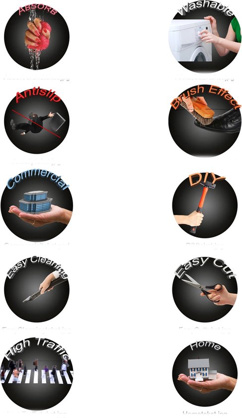 JYG Paillasson Runner Cleanwash Zwart 120x120cm - coureur sec - antidérapant - coureur d'entrée - coureur d'escalier - pare-chocs 4 côtés