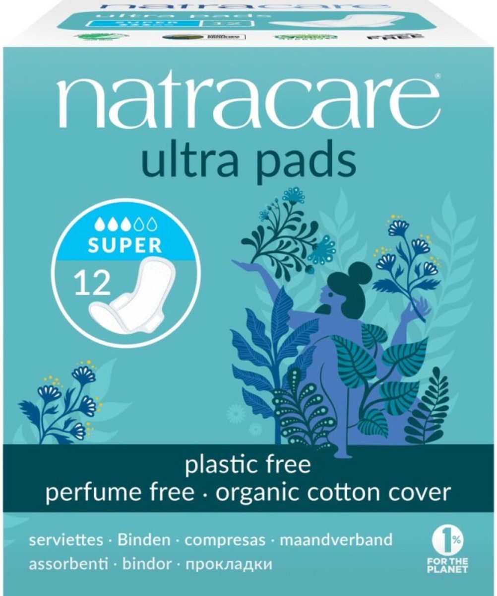 3x Natracare Maandverband Ultra Pads Super met Vleugels 12 stuks