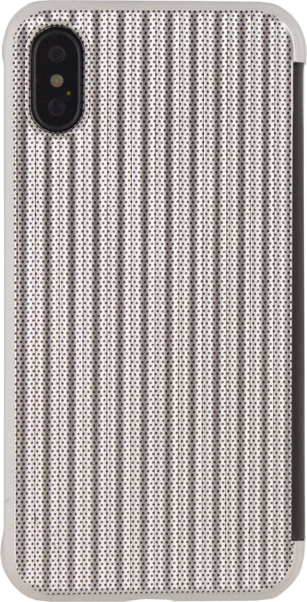 Mobilize Telefoonhoesje geschikt voor Apple iPhone XS Hoesje | Mobilize Elegant Book Bookcase | Pasjeshouder voor 1 Pasje | Telefoonhoesje voor Pinpas / OV Kaart / Rijbewijs - Zilver