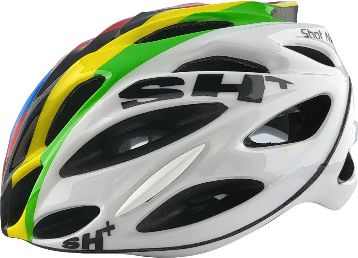 SH+ Fietshelm - SHOT NX - Unisex - Lichtgewicht 230 gram - 28 Ventilatiegaten - Gemaakt in Italië - Voor een hoofdomtrek van 55 tot en met 60 CM - Wit multi kleur