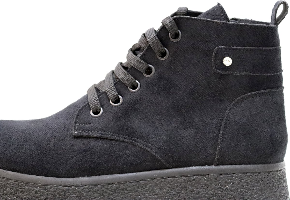 Efrin Veterboots met plateauzool - Zwart