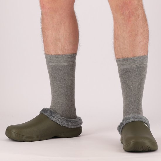 Morethansocks - Sabots de jardin doublés hommes - Taille 44 - Vert - Sabots hommes - Chaussures de jardin