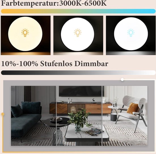 Mengjay Vlakke Ronde LED Plafondlamp - IP44 Moderne Badkamerlamp Plafond Keukenlamp voor Badkamer Hal Slaapkamer Balkon Woonkamer Keuken Kelder Ultra Fijne Lamp (Zwart, 18W