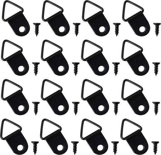 30 stalen fotohangers met schroeven, driehoekige ring stalen fotolijsten, ophanging oplossingen voor klokken, schilderijen, kunstwerk, fotolijst, haak foto's (goud